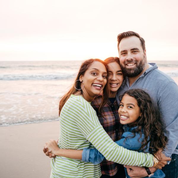 Family on beach
