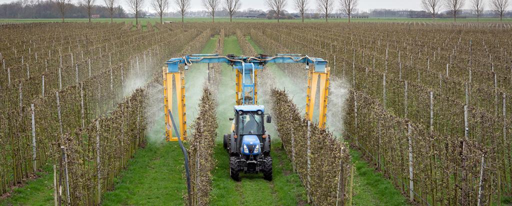 Modern orchard herbicide spraying